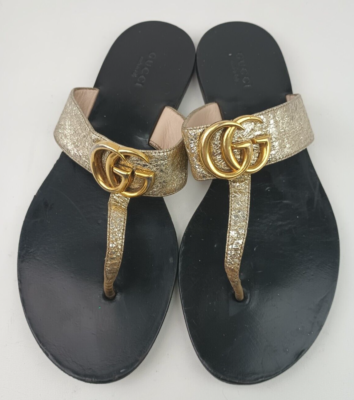 Gucci women's marmont cheap leather thong sandals