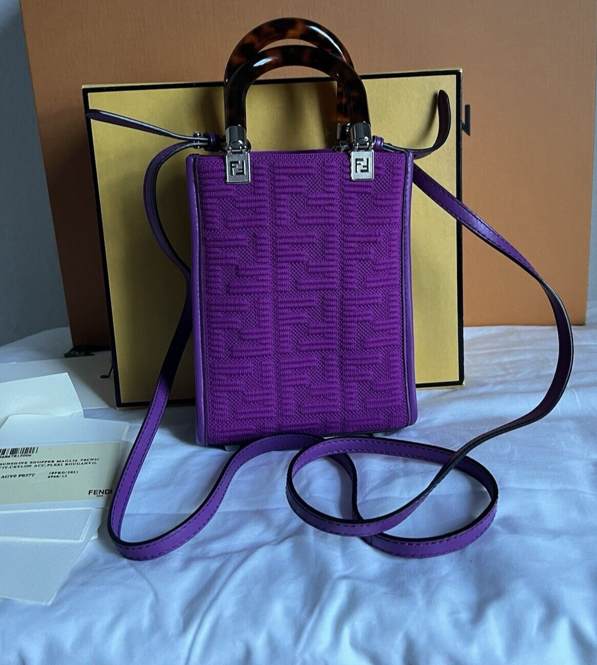 FENDI Sunshine Mini Plexiglass Vitello Ceylon Shopper Tote