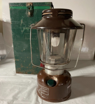 Vintage 1983 Brown Coleman Lantern  no 621D & Metal Box Coleman