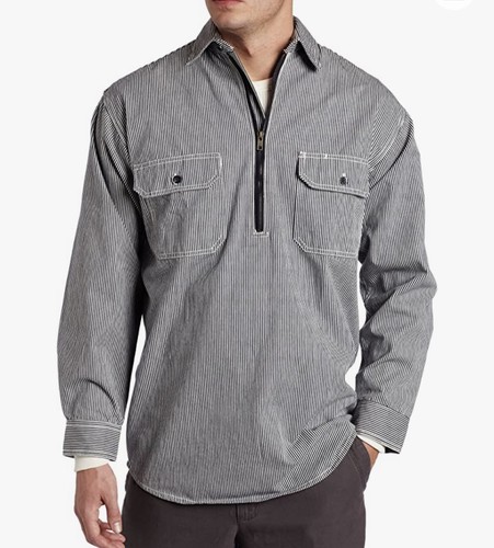 KEY Mens Logger Striped 1/4 Zip Long Sleeve Heavy Shirt/Jacket