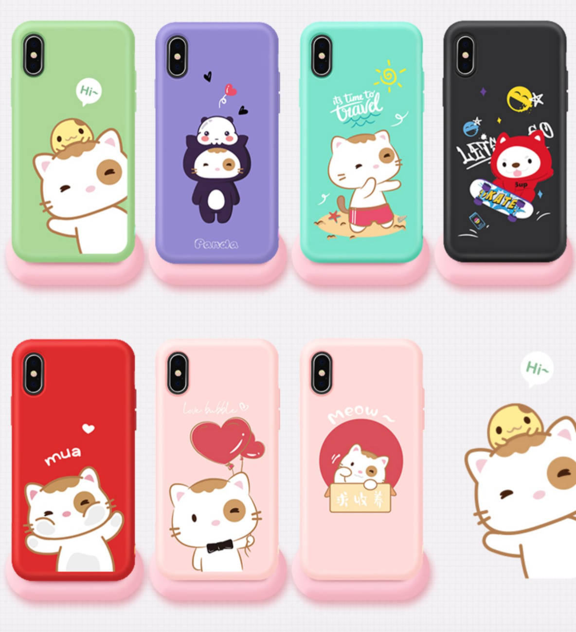 Купить Чехол для мобильного телефона LOFTER Cute Cartoon Cat Soft Silicone  Color Case iPhone 7/8/7P/8P/XS/XR/XSMax, цена 1 890 руб — (293970015999),  США