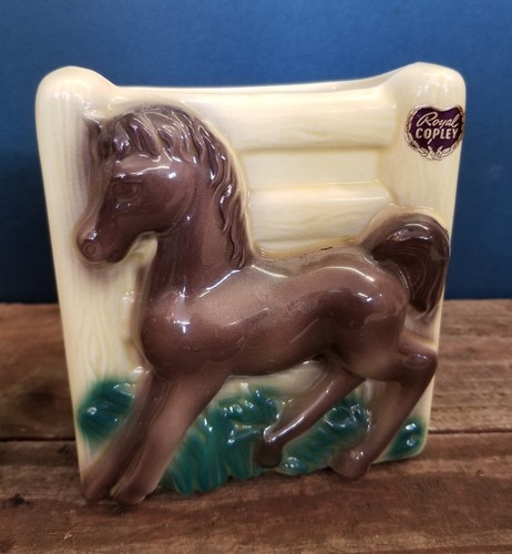 2 Vintage ROYAL COPLEY Pottery Horse / Pony Planters