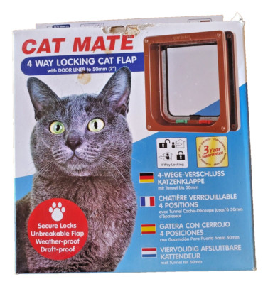 Cat Mate 4-Way-Locking Cat Flap with Door Liner to 50mm (2 )   BROWN