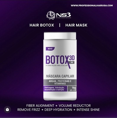 NS3 Brasil Botox 3D Pro Hair Mask Treatment Reduce Volume Frizz Control 35oz