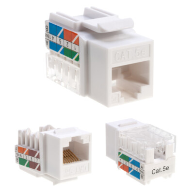 CAT5e Keystone Jack 8P8C 110 Punchdown RJ45 Ethernet 45 Degree Plug Pack LOT