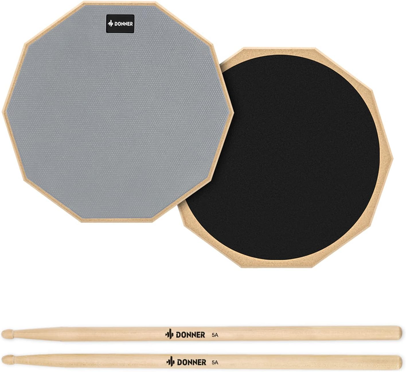 Drum Practice Pad 8 Inches, Silent Practice Drum Pad 2-Sided With Drum Sticks -