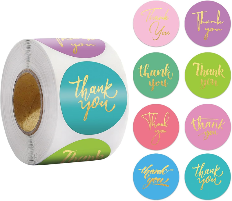 500 Pcs Thank You Stickers 8 Designs 1 Inch Thank You Sticker ...