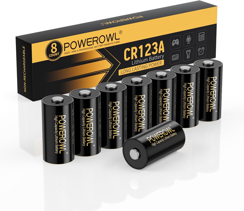 123 Batteries Cr123A 3V Lithium 8 Count, High Capacity 123A C123 Battery for Fla