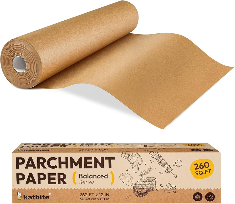 12In X 262Ft Unbleached Parchment Paper Roll, 260 Sq.Ft, Balanced Series, Non-St