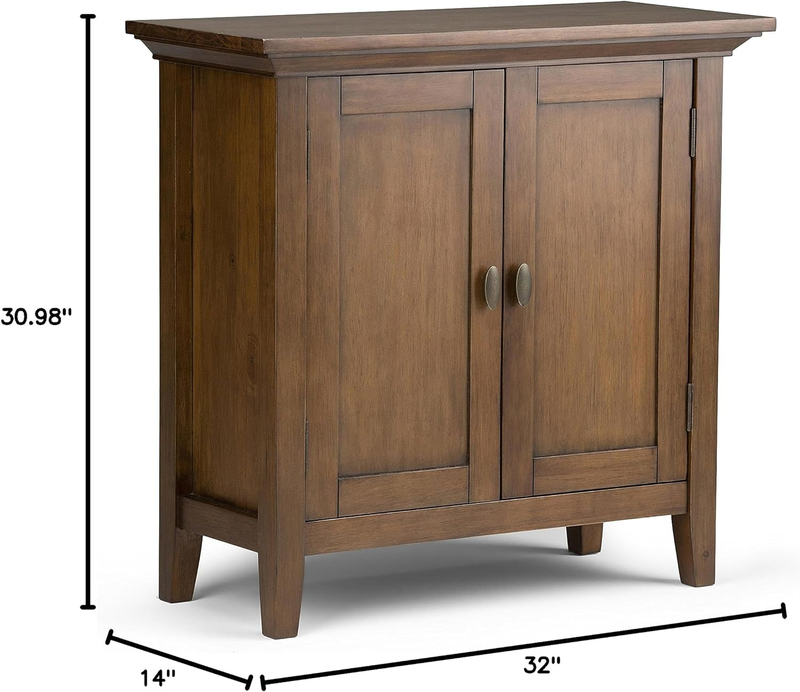 Redmond SOLID WOOD 32 Inch Wide Transitional Low Storage Cabinet in Rustic Natur