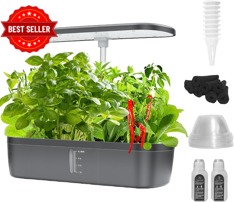 Indoor Hydroponics Growing System, 12 Pods Herb Garden Kit with LED Grow Light,