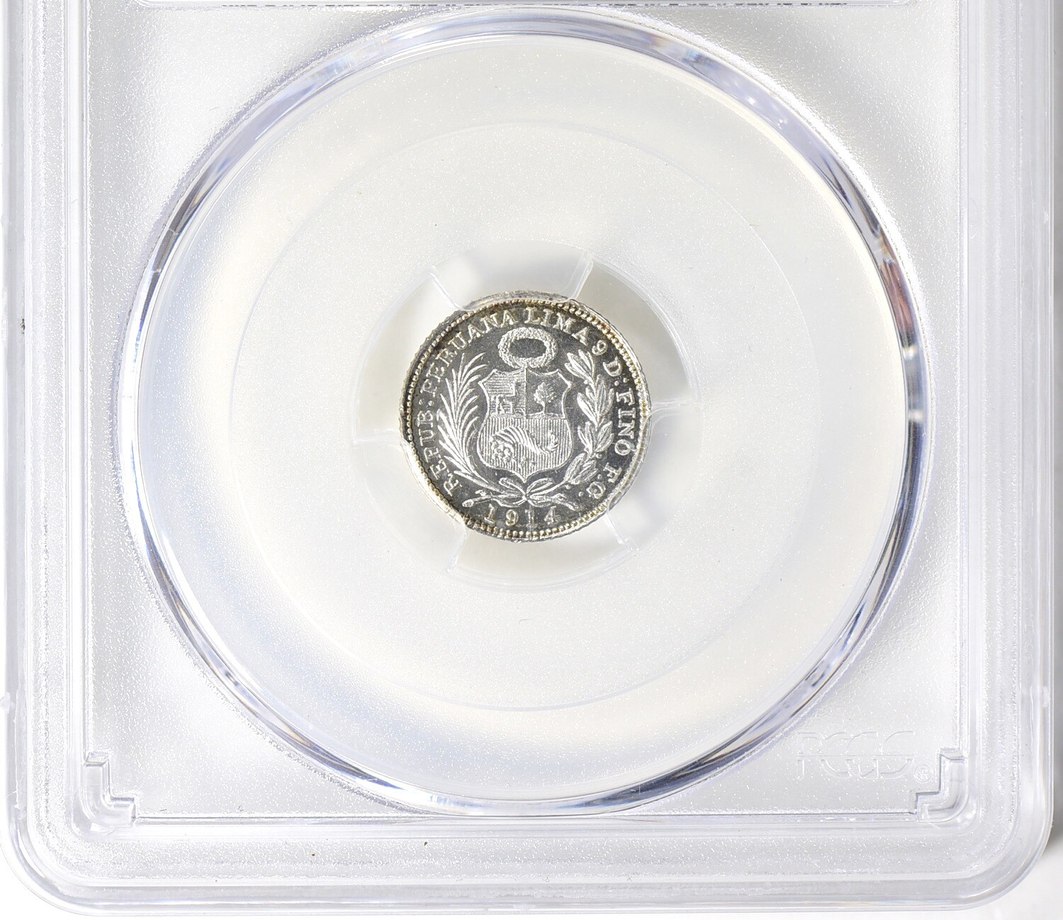 Peru 1914-FG Silver 1/2 Dinero KM#206.2 MS65 PCGS ... Gold Shield Holder