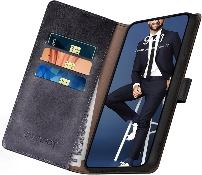 Compatible with Samsung Galaxy S25 Wallet case with RFID Blocking Credit Card Ho