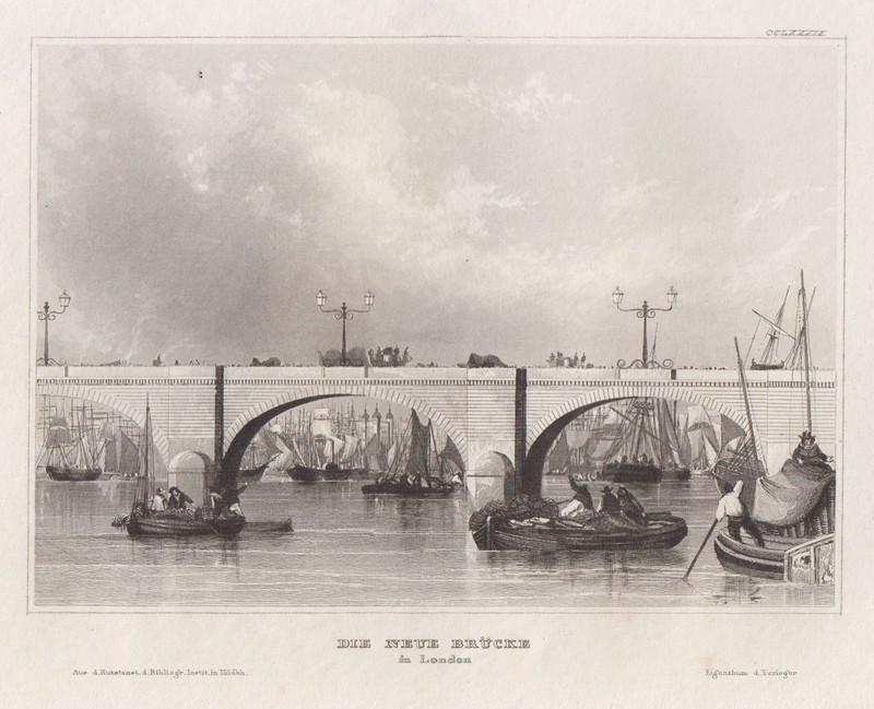 England London London Bridge Original Stahlstich Bibliogr. Institut 1840