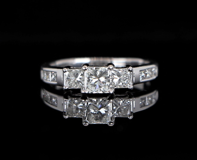 Past Present Future 14K White Gold 1.55ct Princess Diamond