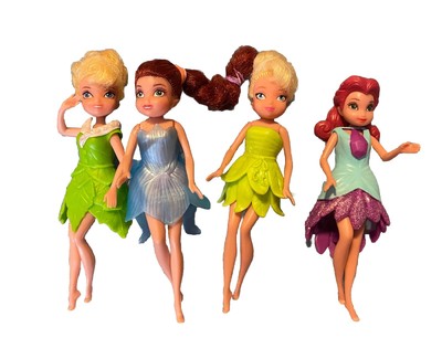 4 Disney Jakks Pixie Fairies Doll 4''  Tinkerbell Vidia Rosetta Lot ~ No Wings