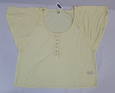 Old Navy Women's Scoop Neck Half Button Solid Basic T-Shirt JB9 Cream Large NWT