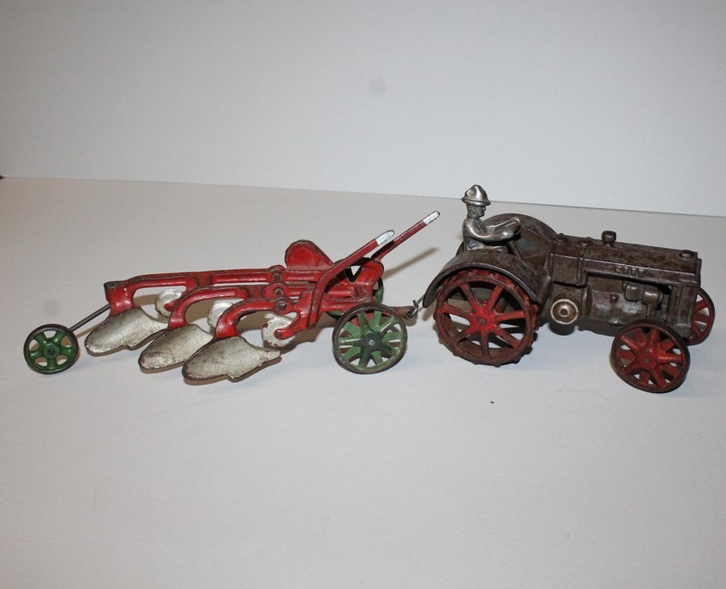 Antique Case Three Row Bottom Plow Cast Iron Toy by