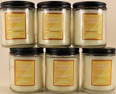 QTY 6 x Bath & Body Works MAHOGANY COCONUT Single Wick 7oz Scented Candle