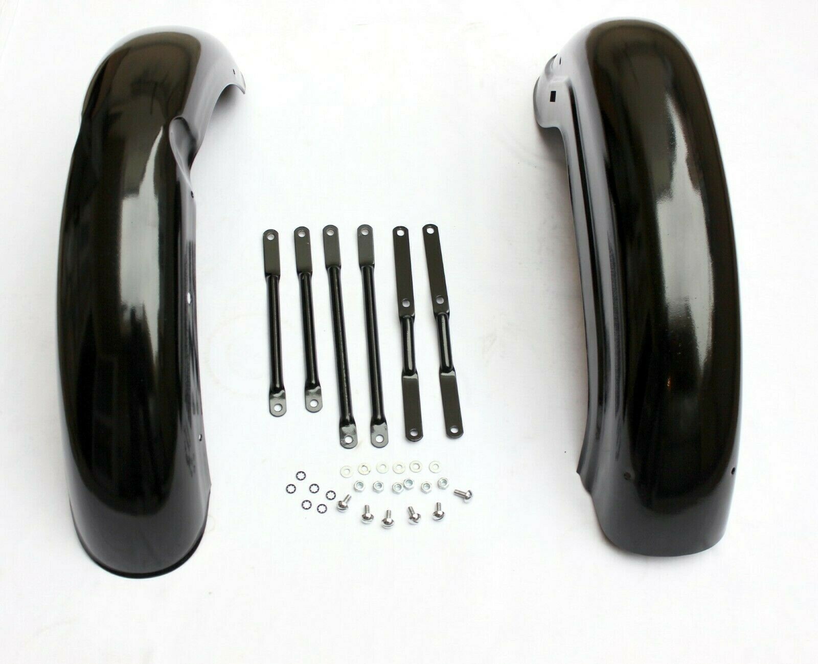 FOR ROYAL ENFIELD BULLET 350cc BLACK FRONT & REAR MUDGUARD FENDER BUMPER SET 