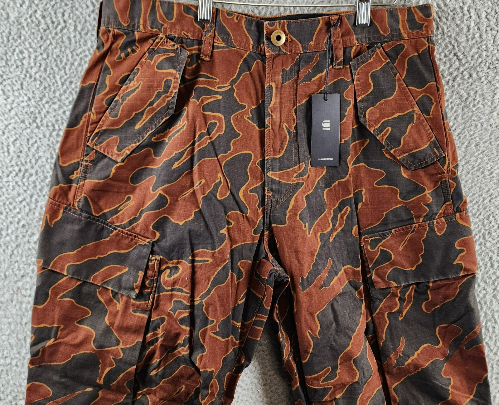 G-Star Raw Printed Straight-Fit Cargo Pants Men's 33/32 Rodeo Island Button Zip - Picture 4 of 18