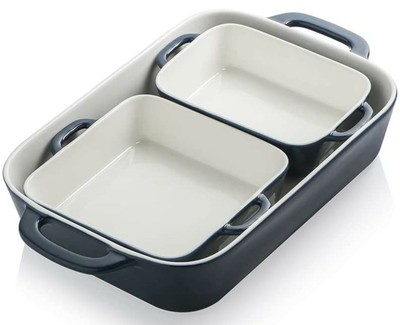 3 Pieces SWEEJAR Ceramic Bakeware Set, Rectangular Baking Dish for Cooking, Cake