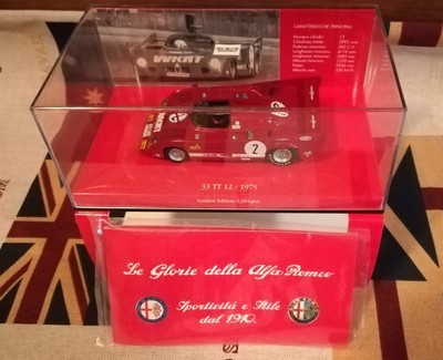 1/43 MINICHAMPS 403 751202 Alfa Romeo 33TT 12 1000km Monza 1975 Winner BBR Spark
