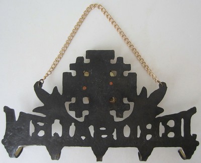 Christian Key Holder Rack Bronze Jerusalem Cross Crucifix Jesus Catholic VTG b