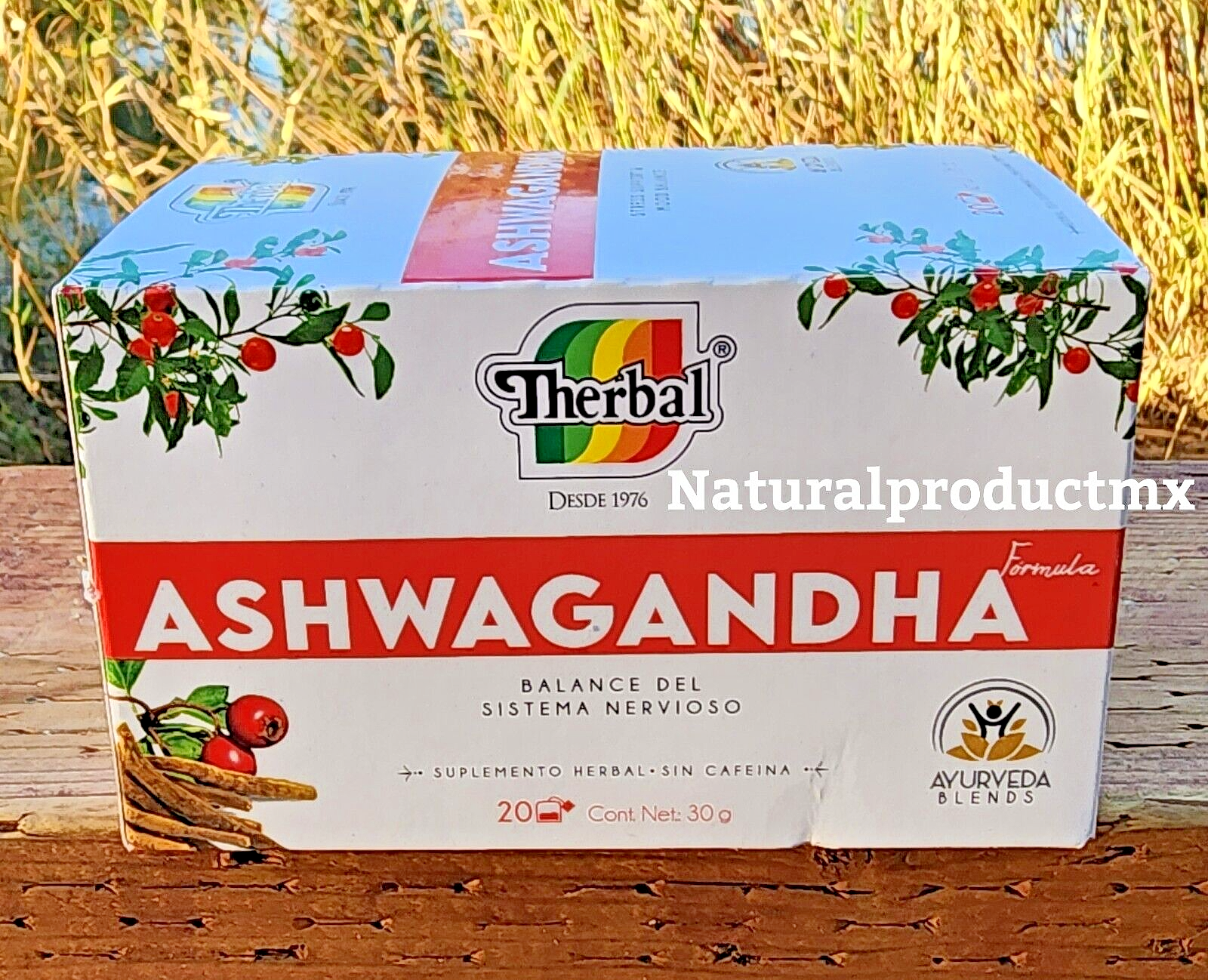 Te de Ashwagandha Tea ✅Herbal 100% Natural Stress Relief 20 Teabags by Therbal