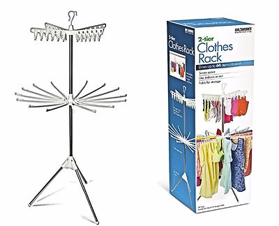 Folding Transportable Laundry Stand Drying Rack 2 Tier Tripod Clothes...