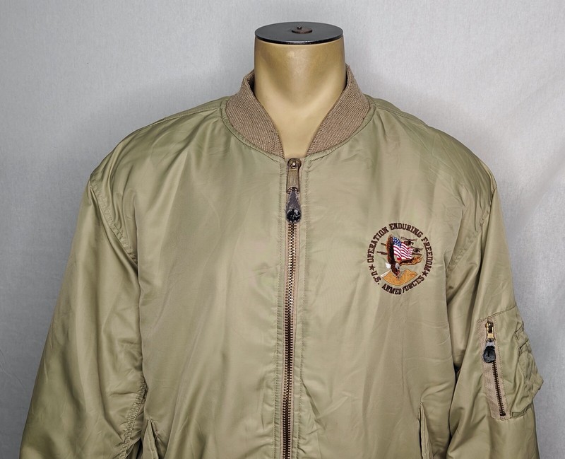 Vtg Operation Enduring Freedom beige flight bomber military