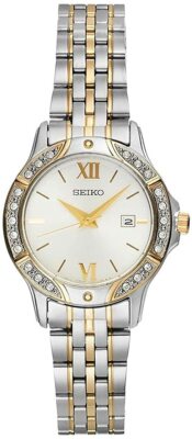 時計 Seiko Quartz Seiko SUR864 Gold & Silver Tone Stainless Steel Swarovski