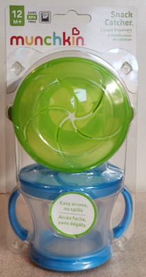 Munchkin Snack Catcher 9 oz. Snack Cups 2 Pack, Blue Green New 