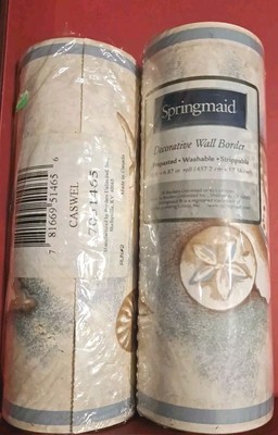 2 Rolls Springmaid Strippable Decorator Wallpaper border Sea Shells Beach NIP 