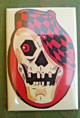 Skull w/ cap Vintage Halloween decoration 2x3 Refrigerator Magnet Beistle Luhrs