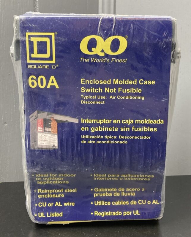 Square D 60A 60 Amp Enclosed Molded Case Switch Not Fusible Circuit Breaker NEW!