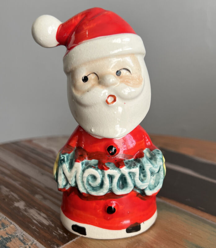 Vintage Santa Merry Salt Shaker Made in Japan of Merry Christmas Salt &Pepper 
