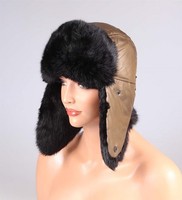 HERREN KANINCHEN MÜTZE FELLMÜTZE Fliegermütze Wintermütze Uschanka Trappermütze