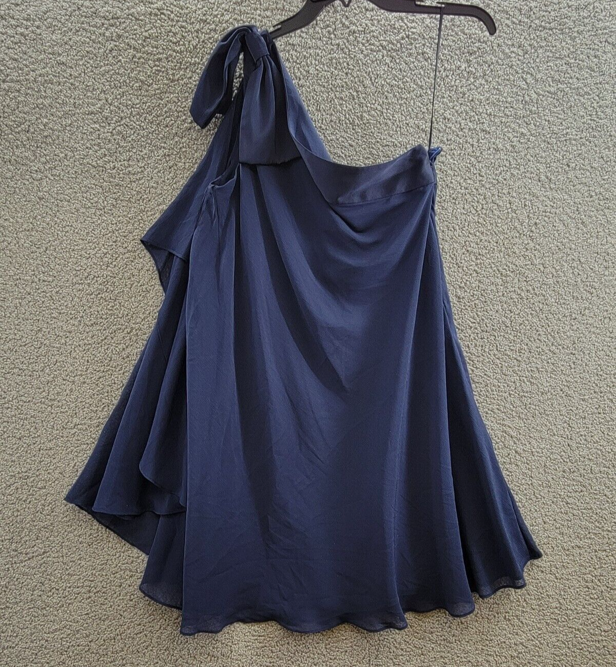 Lauren Ralph Lauren One Shoulder Mini Dress Women's 8 Navy Side Zip Closure - Picture 2 of 16