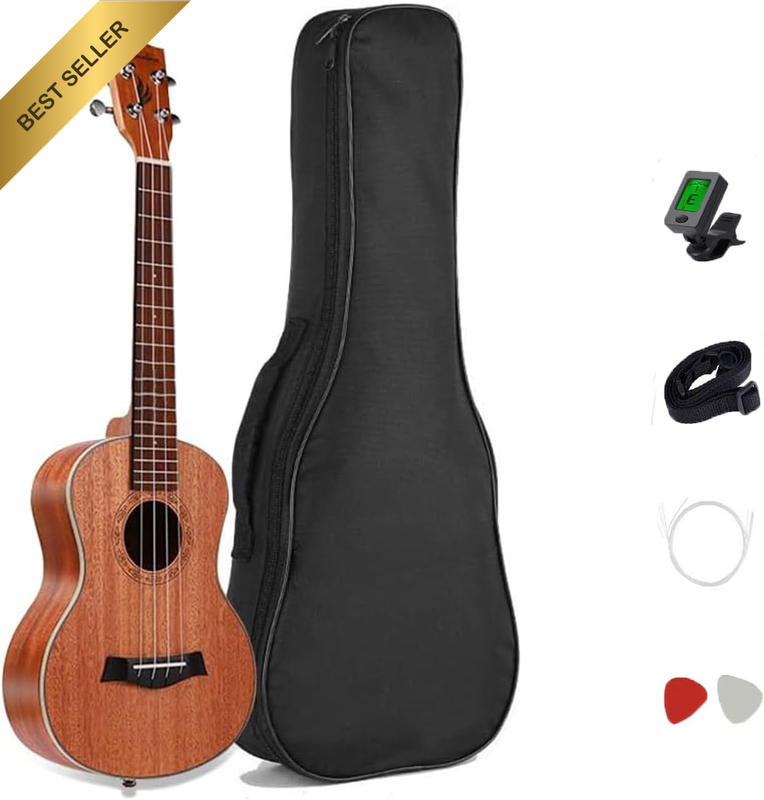 23 Inch Concert Ukulele Beginner Set with Bag Tuner Pickup and Accessories