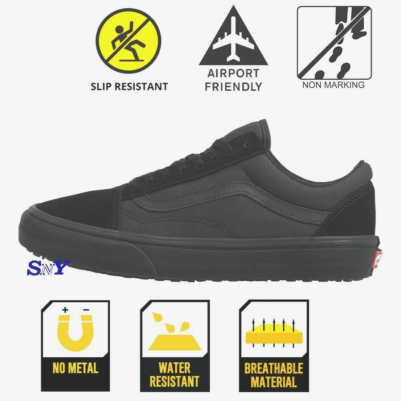 slip resistant vans black