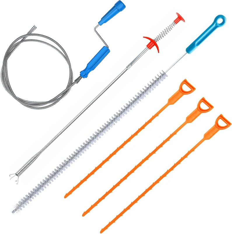 6 in 1 Sink Snake Sewer Dredging Tool, 150CM Drain Auger Sewer Toilet Dredge, 60