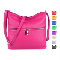 ITAL DAMEN LEDER TASCHE CROSS OVER BODY BAG Schultertasche Umhängetasche SHOPPER