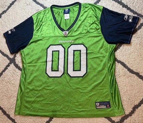 00 RARE Vintage Seattle Seahawks Action Green Reebok NFL