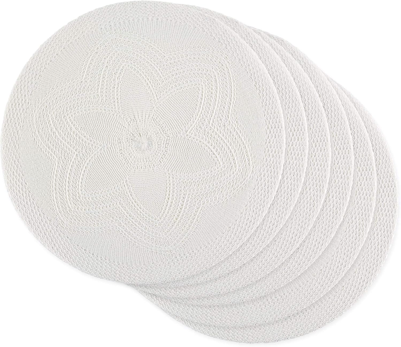 Woven Collection round Braided Floral Placemat Set, 15