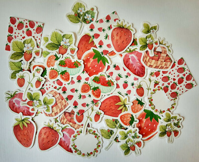 Erdbeer Sticker 45er Set Kinder basteln Scrapbooking Aufkleber Erdbeeren Früchte