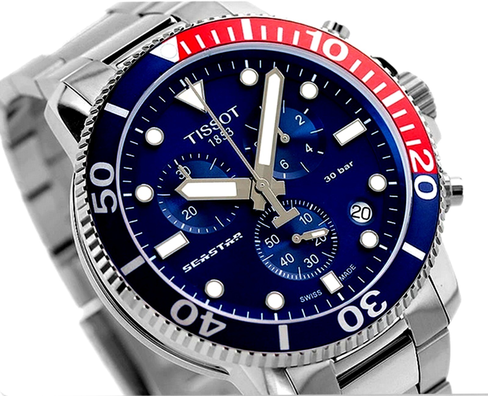 Pre-owned Tissot Seastar 1000 Chronograph T120.417.11.041.03 Men's Wristwatch