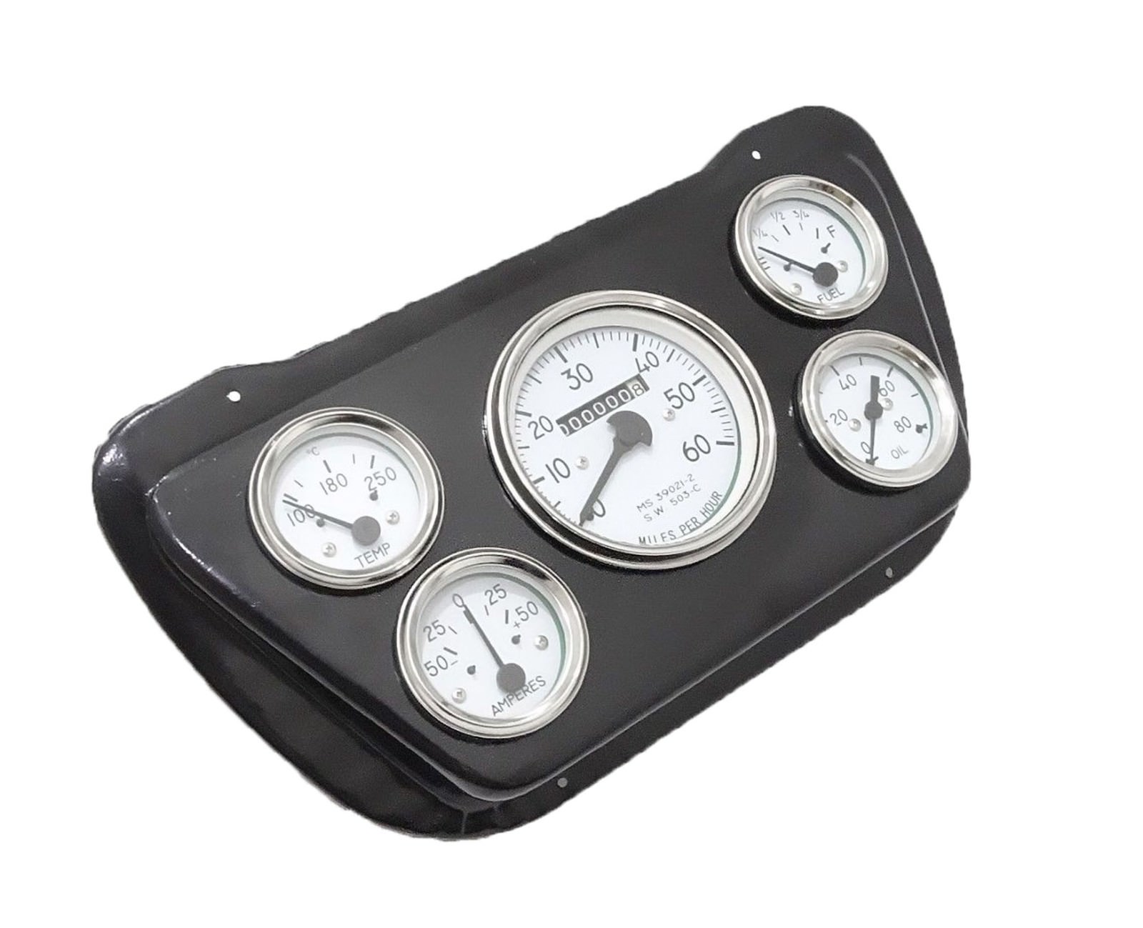 Complete White Face Speedometer Mounting plate steel Black For Willys Jeeps  