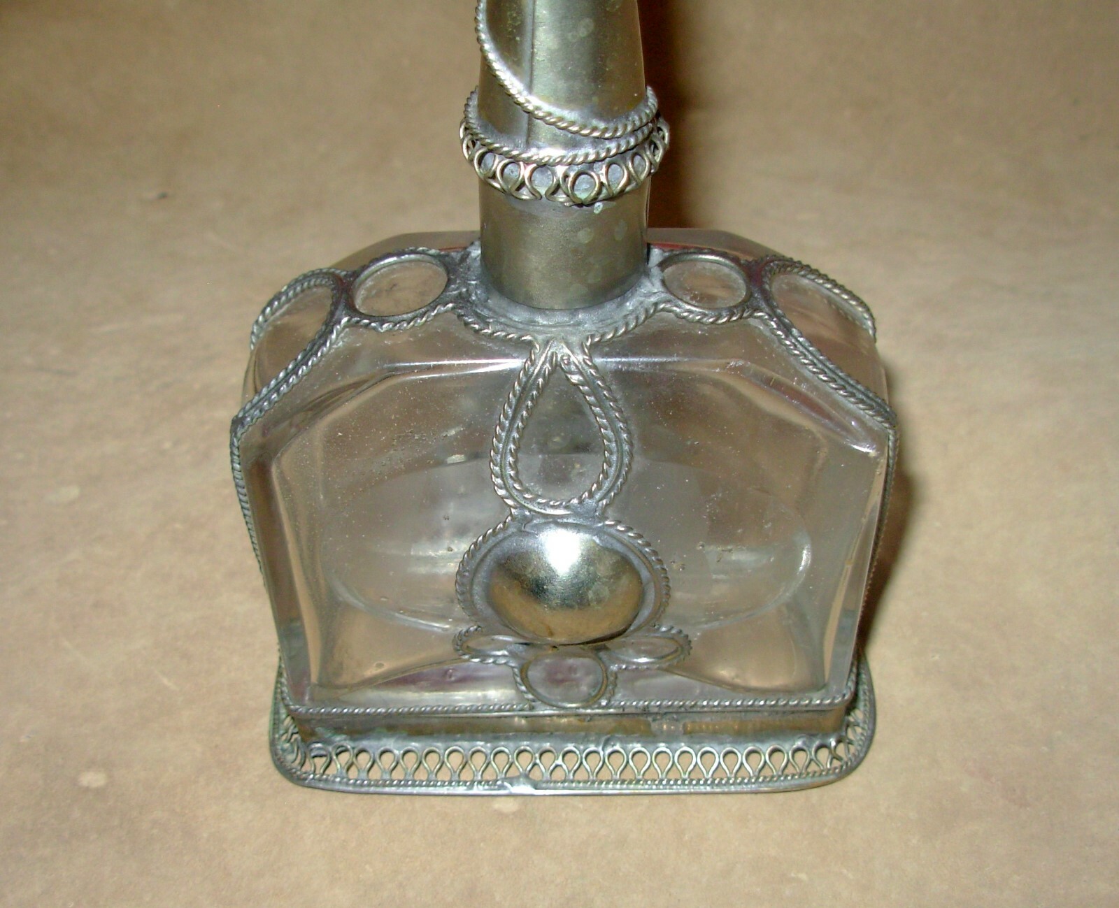 Antique Silver French Perfume Cologne Bottle-Eau De Toilette-Paris-
