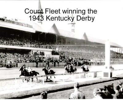 1943 - COUNT FLEET the winning the Kentucky Derby - Infield View - 10'' x 8''